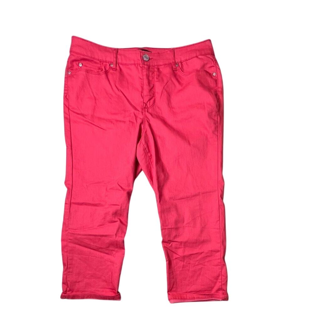 Relativity 5 Pocket Cropped Jeans 16 Stretchy Melon Pink NWT Cottage Casual‎